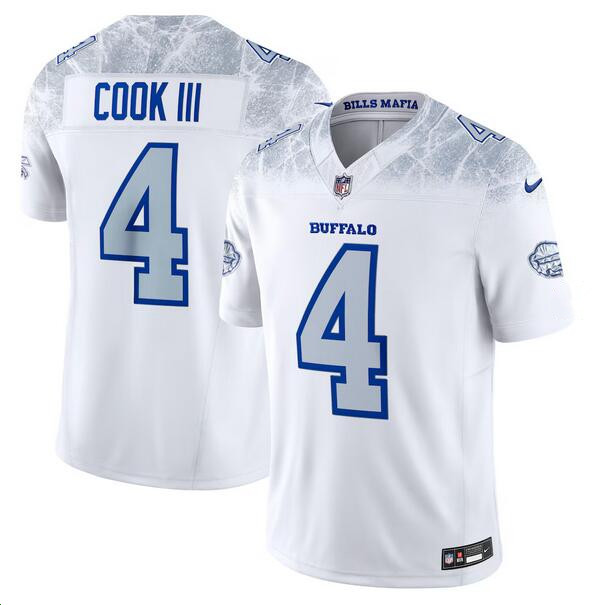 Men's White Buffalo Bills #4 James Cook III 2025 F.U.S.E. “Rivalries” Vapor Untouchable Limited Stitched Football Jersey